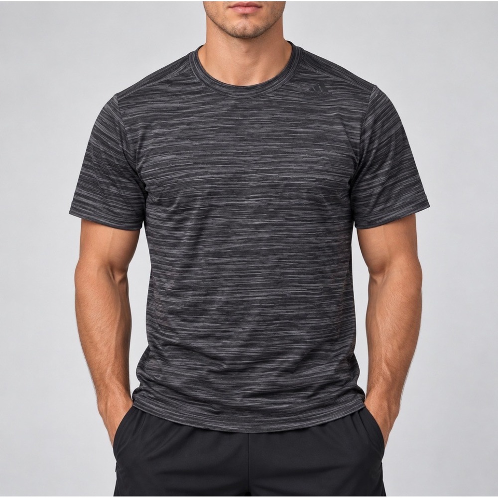 Adidas Climalite Shirt Size L Black Gray Good Heathered Performance Tee